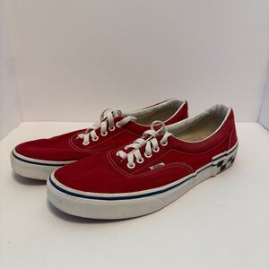 Vans Red Canvas Checkerboard Heel Sneakers Size 10 Men / 11.5 Women